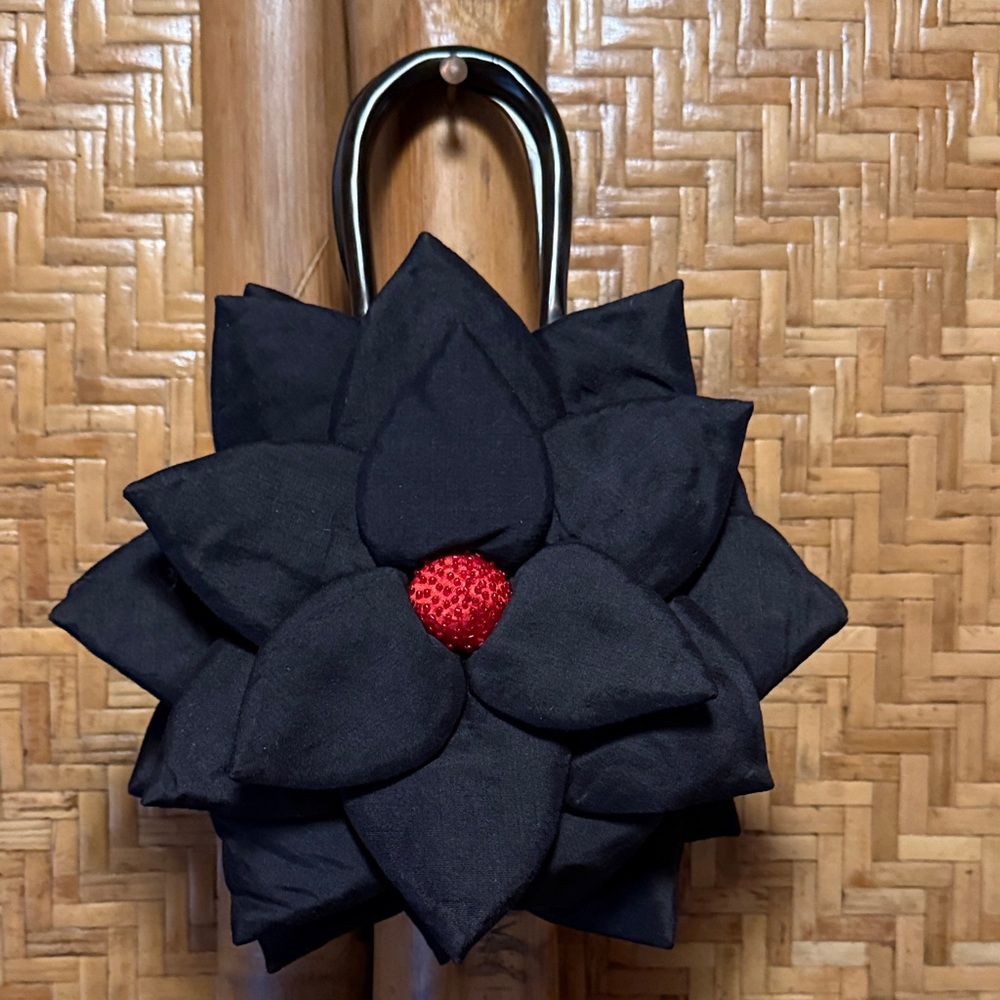 Vintage Black Floral flower beaded Mini Bag